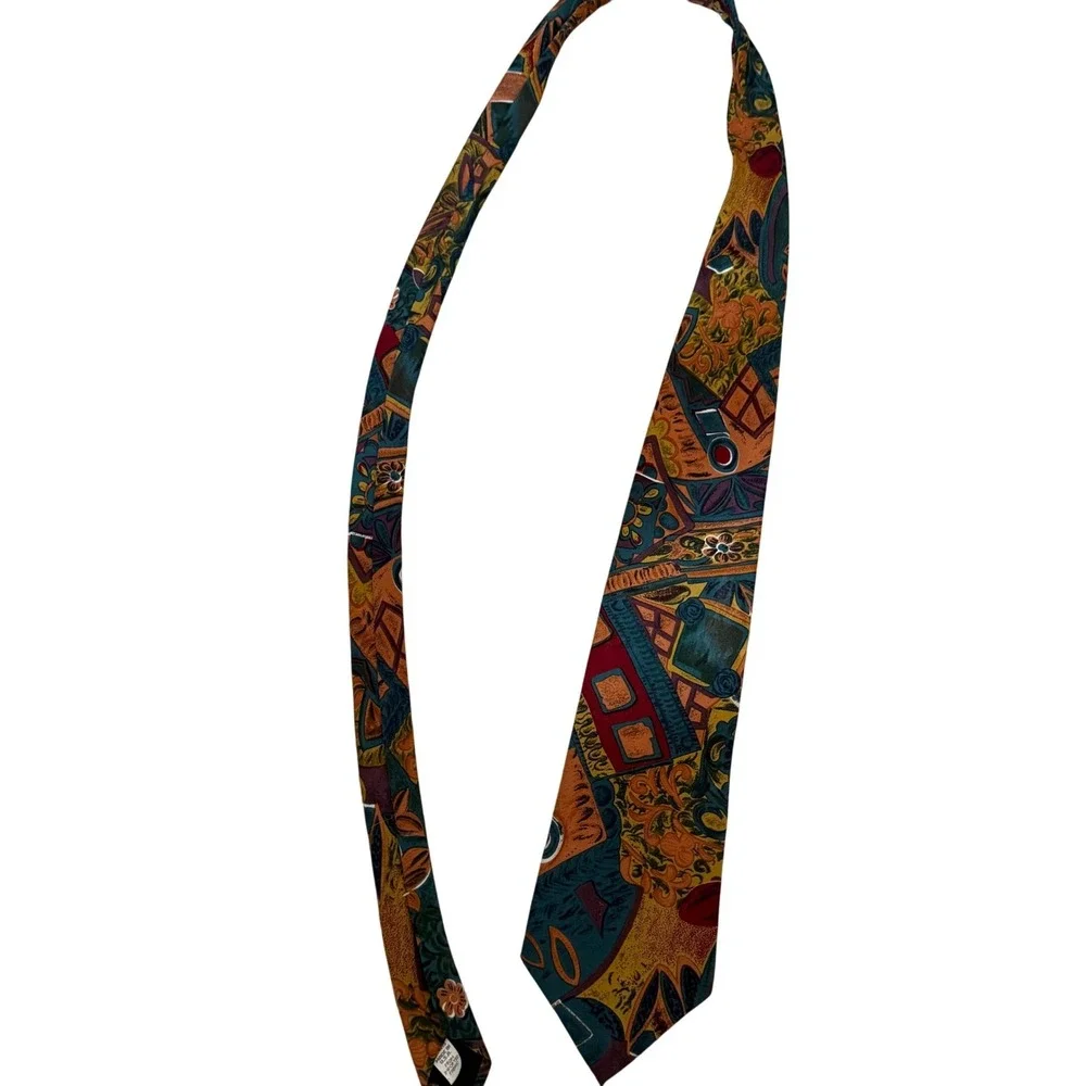 Oscar de la Renta Studio Men's Geometric Abstract Pattern Silk Blend‎ Necktie